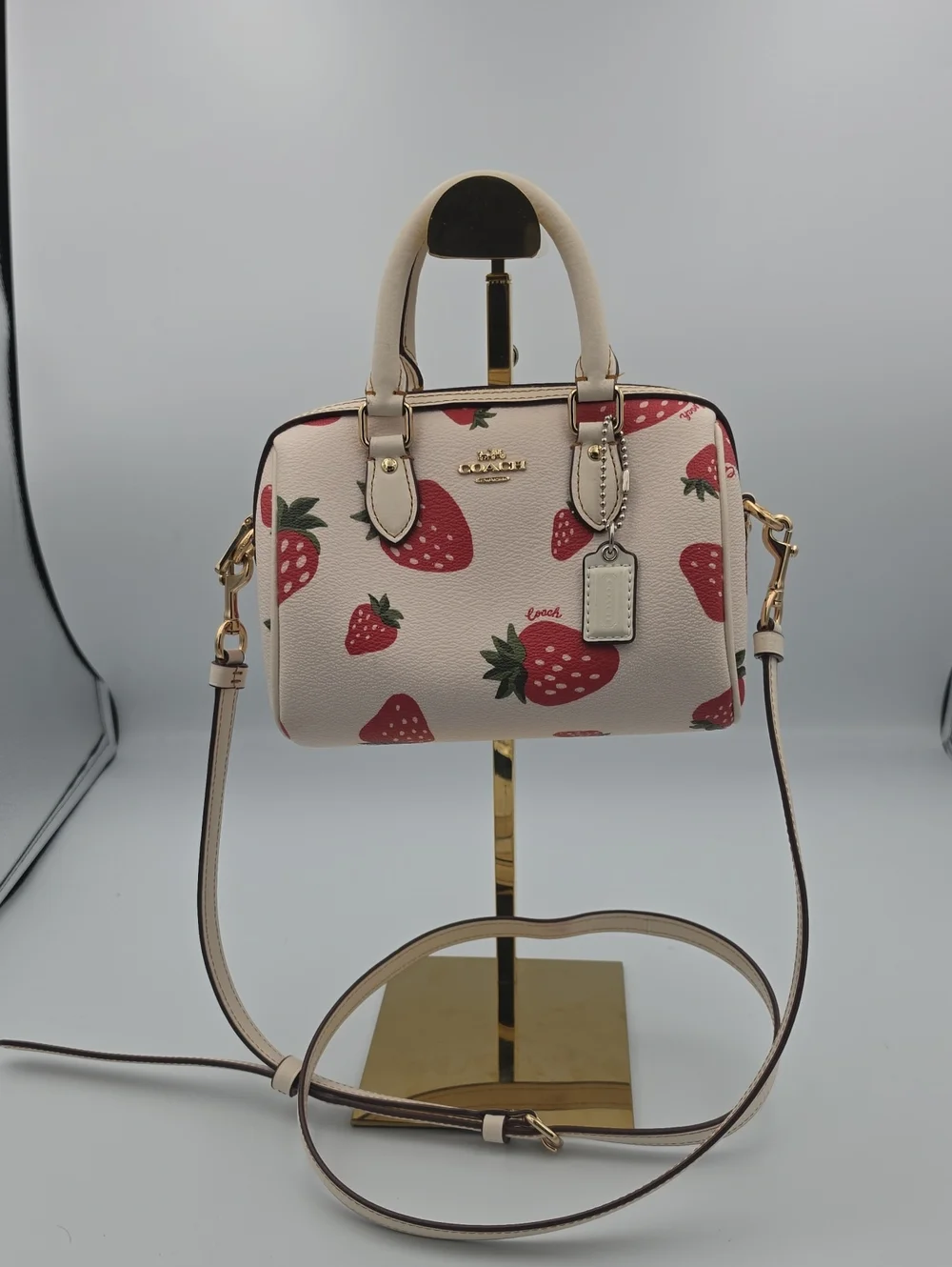 Coach Cream Strawberry Print Limited Edition Mini Crossbody Satchel (EUC)✨️🍓✨️